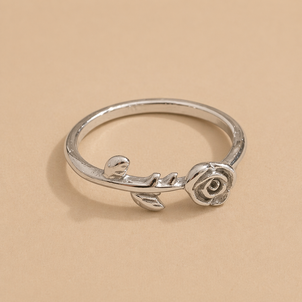 Anillo de rosa bañado en oro