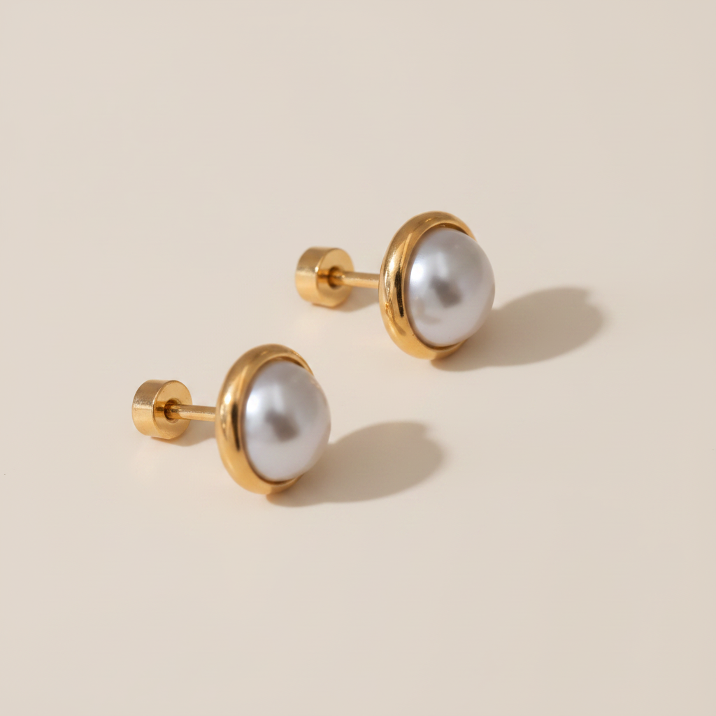 Aretes con sombra sobre fondo beige