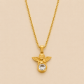 Collar de ángel bañado en oro con gema de zircón