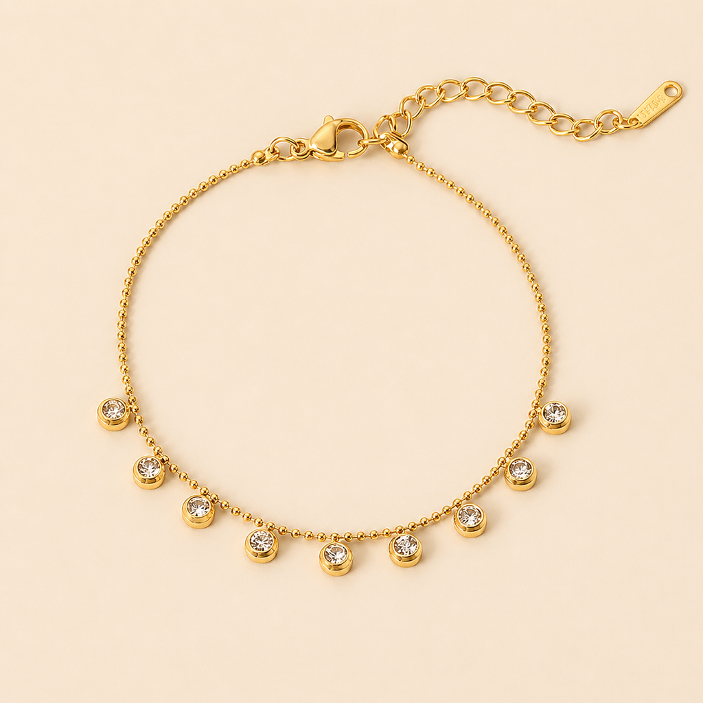 Pulsera bañada en oro con zirconitas