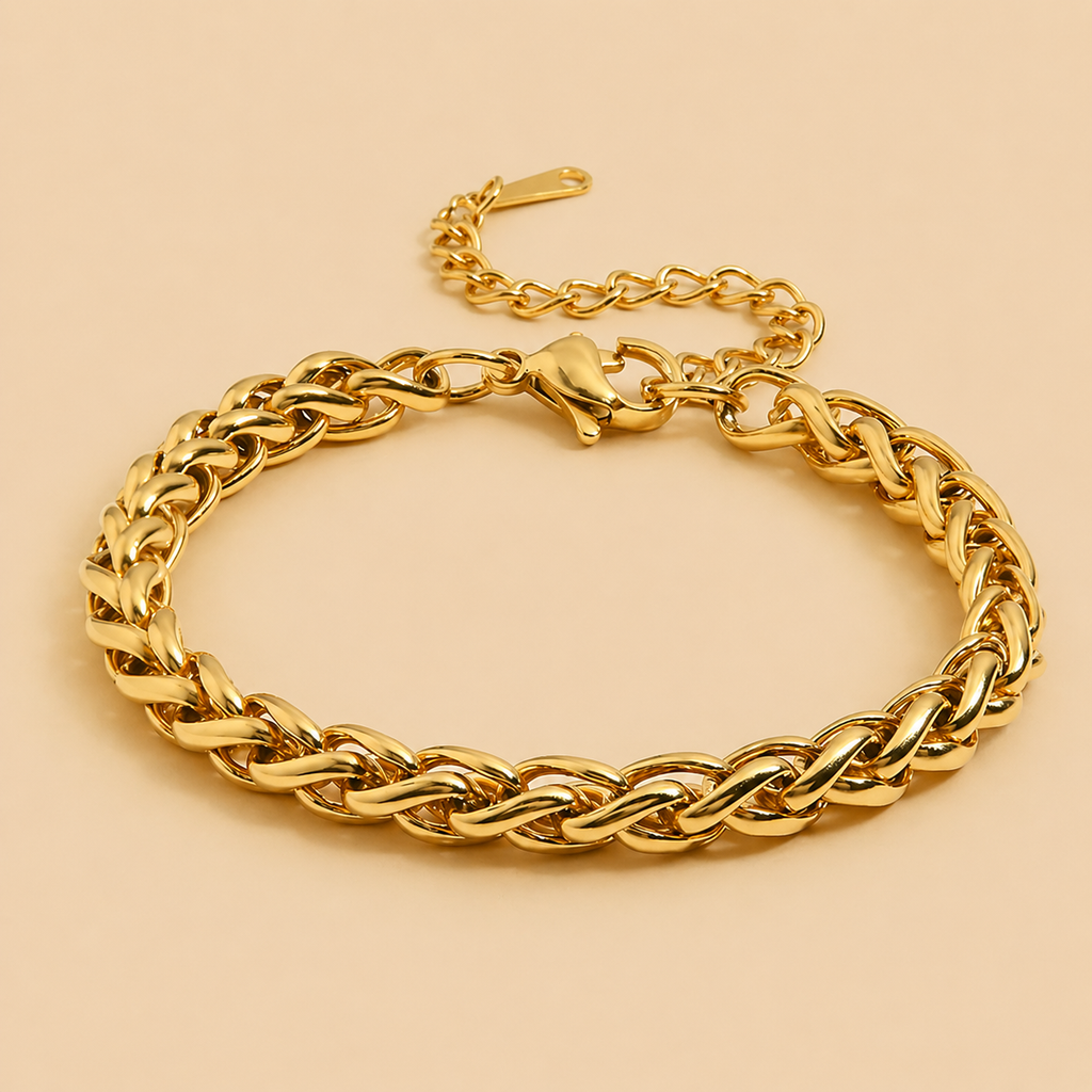 Pulsera de cadena bañada en oro