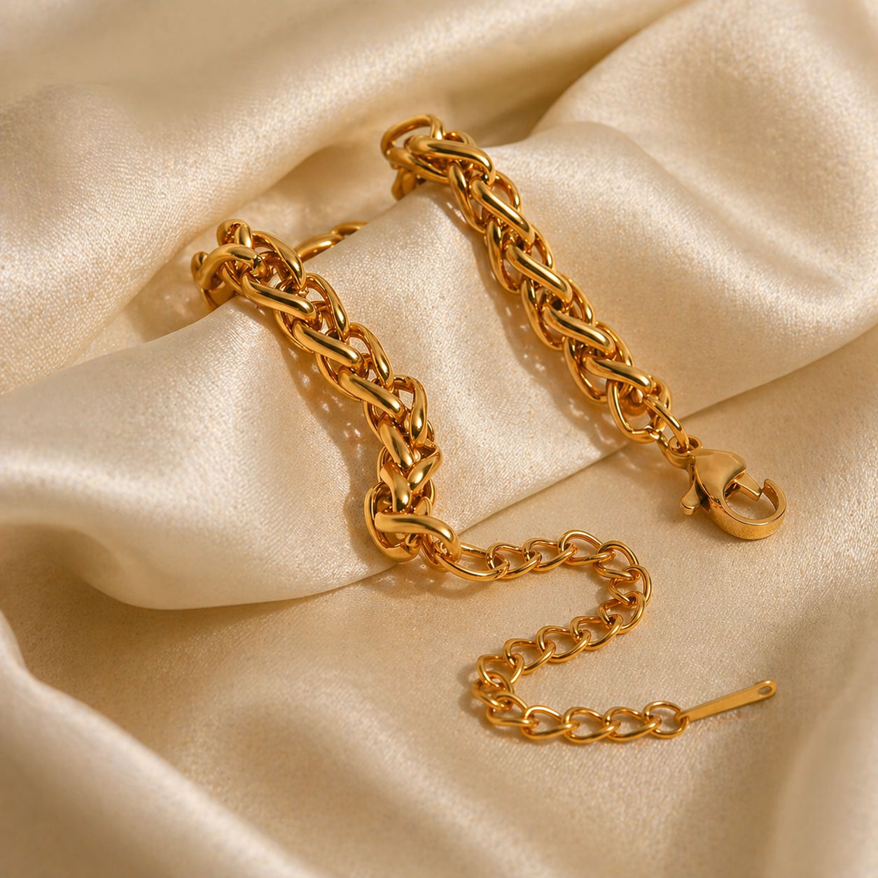 Pulsera de cadena bañada en oro